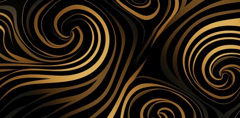 Abstract Swirling Gold and Black Background.