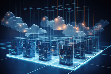 generated illustration of a cloud-based data storage system.