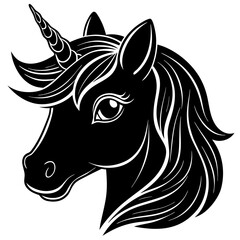 Unicorn vector illustration, Unicorn vector art, Unicorn silhouette, head of a Unicorn vector icon
