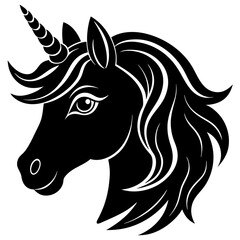 Unicorn vector illustration, Unicorn vector art, Unicorn silhouette, head of a Unicorn vector icon