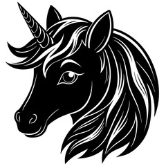 Unicorn vector illustration, Unicorn vector art, Unicorn silhouette, head of a Unicorn vector icon