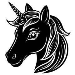 Unicorn vector illustration, Unicorn vector art, Unicorn silhouette, head of a Unicorn vector icon