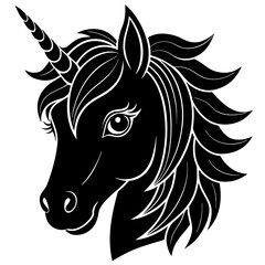 Unicorn vector illustration, Unicorn vector art, Unicorn silhouette, head of a Unicorn vector icon