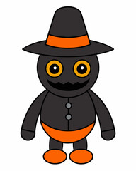 Halloween Black Creepy Icon with Hat Vector Art | Halloween Clipart Illustration