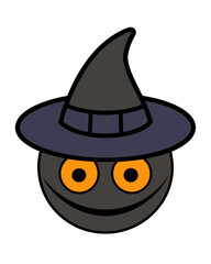 Halloween Black Creepy Icon with Hat Vector Art | Halloween Clipart Illustration