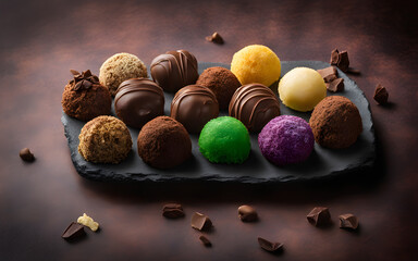 Truffles, rich chocolate, in a vintage tin