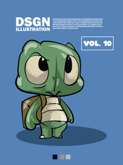 Illustration of a cute turtle with a contemplative expression is good for t-shirt designs, brand logo icons