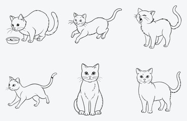 Fototapeta premium Whiskered Wonders , Comprehensive Cat Line Art Vector Collection