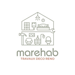 interior real estate service with building tools minimalist logo design template