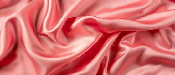 Close-up of soft, pink satin fabric with elegant folds.