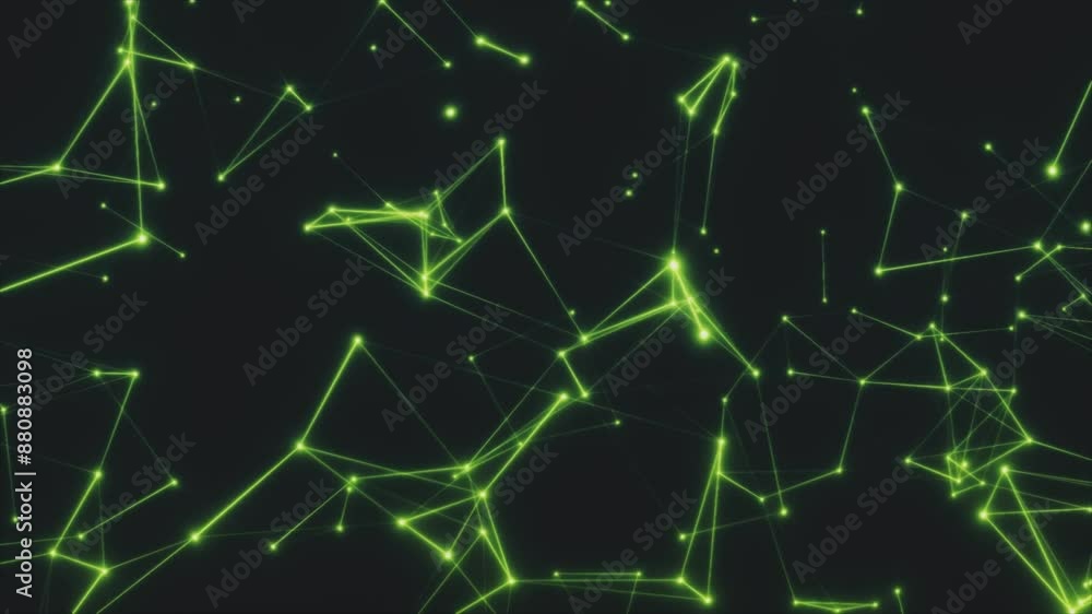 Poster abstract plexus of moving glowing dots and lines. network or digital connection. technology backgrou