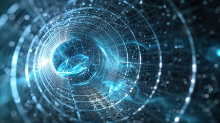 Obraz premium Abstract Futuristic Tunnel with Glowing Light