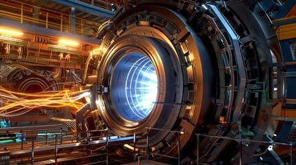 Fototapeta premium Futuristic Energy Reactor Core with Glowing Light