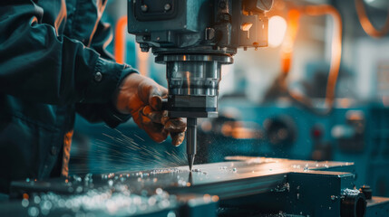 A close-up captures the precision and craftsmanship as hands work with a milling machine in a workshop.