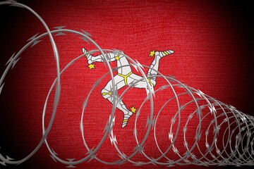 Barbed wire and flag of Isle of Man - 3d illustration