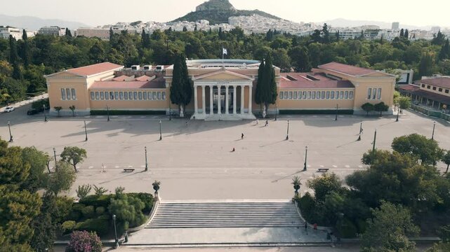 Zappeion Hall Neoclassical Megaron Athens Aerial Cinematic footage 50 fps