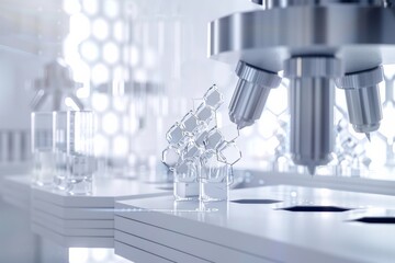 nano materials being synthesized in a state-of-the-art laboratory environment on ,modern futuristic equipment, cutting-edge advancements and scientific discoveries in nanotechnology
