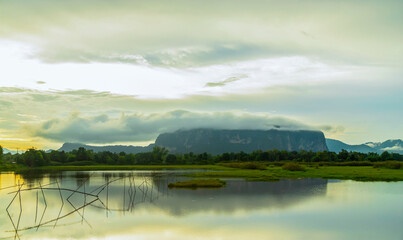Mountain view with nature water of Phuphaman, Khonkaen, Thailand