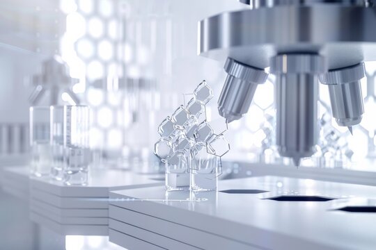 nano materials being synthesized in a state-of-the-art laboratory environment on ,modern futuristic equipment, cutting-edge advancements and scientific discoveries in nanotechnology