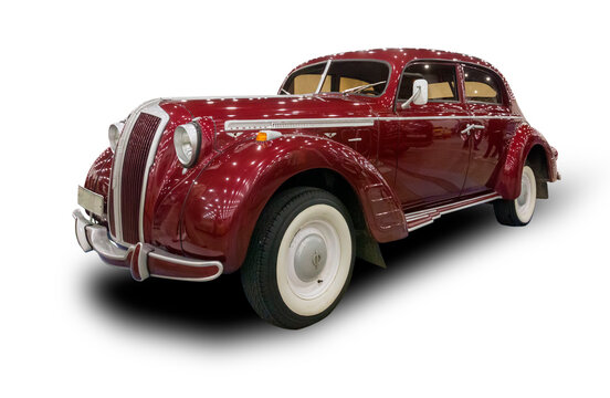 Opel Admiral 1937 - 1939 German luxury car. White background.