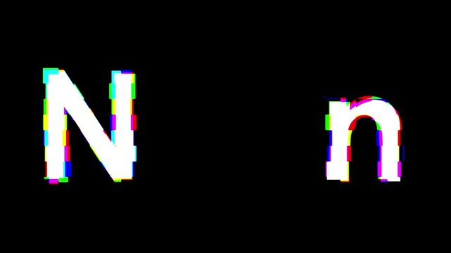 Distortion text effect letter n animation