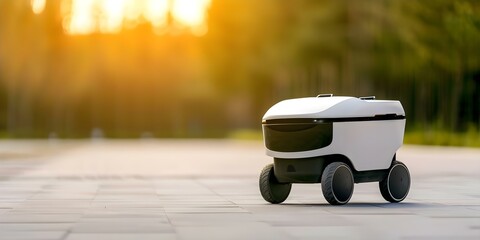 Autonomous delivery robot being developed by Estonian business for future courier services. Concept Robotics, Technology, Business Innovation, Future Courier, Autonomous Delivery