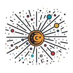 Abstract Solar System Illustration with Colorful Planets