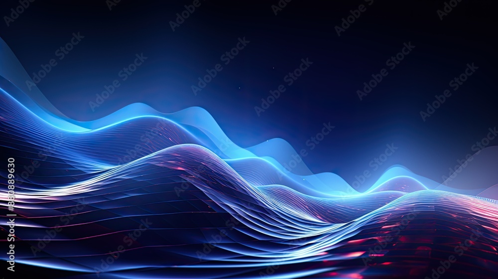 Poster digital waves on an abstract blue tech background