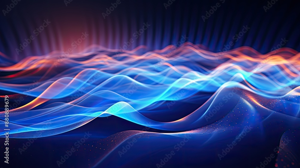 Aufkleber digital waves on an abstract blue tech background