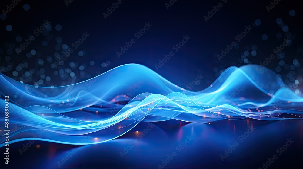 Aufkleber digital waves on an abstract blue tech background