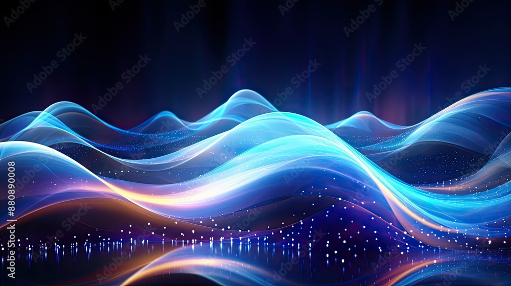 Aufkleber digital waves on an abstract blue tech background