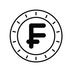 swiss franc glyph icon with white background vector stock illustration