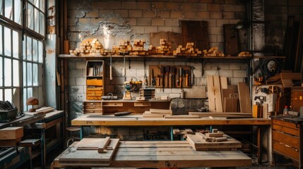 Obraz premium Rustic Woodworking Workshop