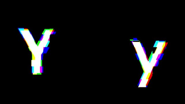 Distortion text effect letter y animation