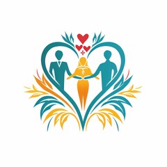 Family Unity Symbol with Heart and Floral Design