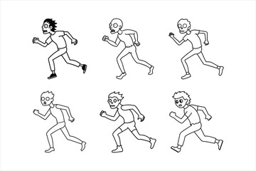 zombie running vector line art