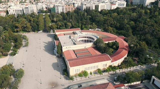 Zappeion Hall Neoclassical Megaron Athens Aerial Cinematic footage 50 fps