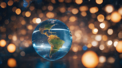  Digital image of Globe.  Futuristic global internet network background.