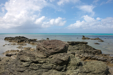 Yapp Islands Micronesia. Landscape with the sea on a sunny autumn day
