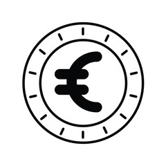 euro glyph icon with white background vector stock illustration