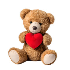 Obraz premium Teddy Bear Holding Heart isolated on transparent background