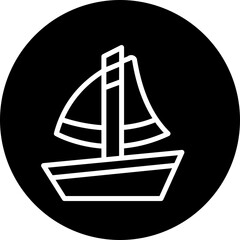 Yacht Vector Line White Circle Black