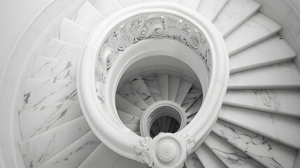 Fototapeta premium A spiral staircase made of marble