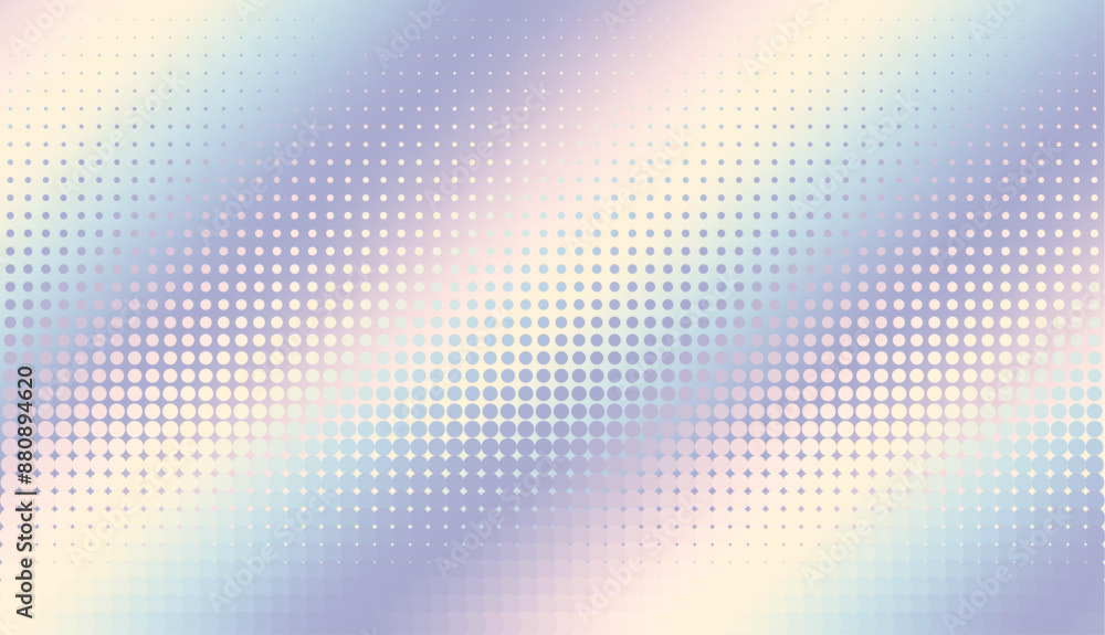 Poster Pastel gradient halftone dots background. Vector illustration. Abstract pop art style dots on abstract blur background
