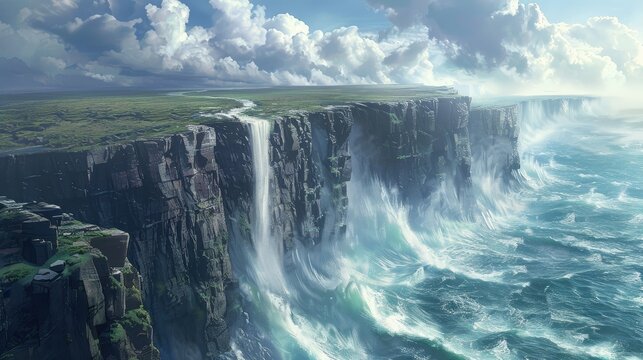 Dramatic cliffside overlooking a turbulent ocean