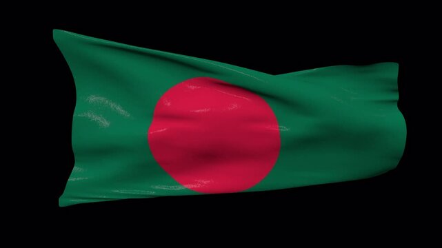bangladesh flag waving in the Wind 	transparent background 4K resolution
