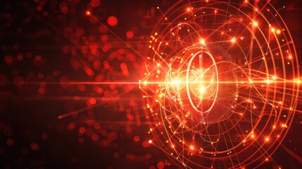 Obraz premium Digital Globe Network: Abstract Connection in Red