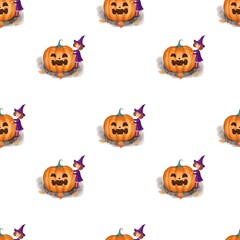 Seamless pattern cute pumpkins, kids print, paper,Halloween 