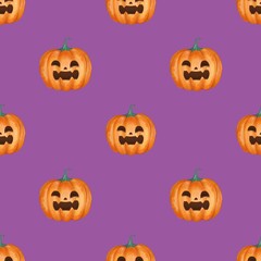 Seamless pattern cute pumpkins, kids print, paper,Halloween 