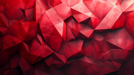 Naklejka premium Vibrant red geometric pattern with faceted shapes, creating a dynamic and modern abstract background.